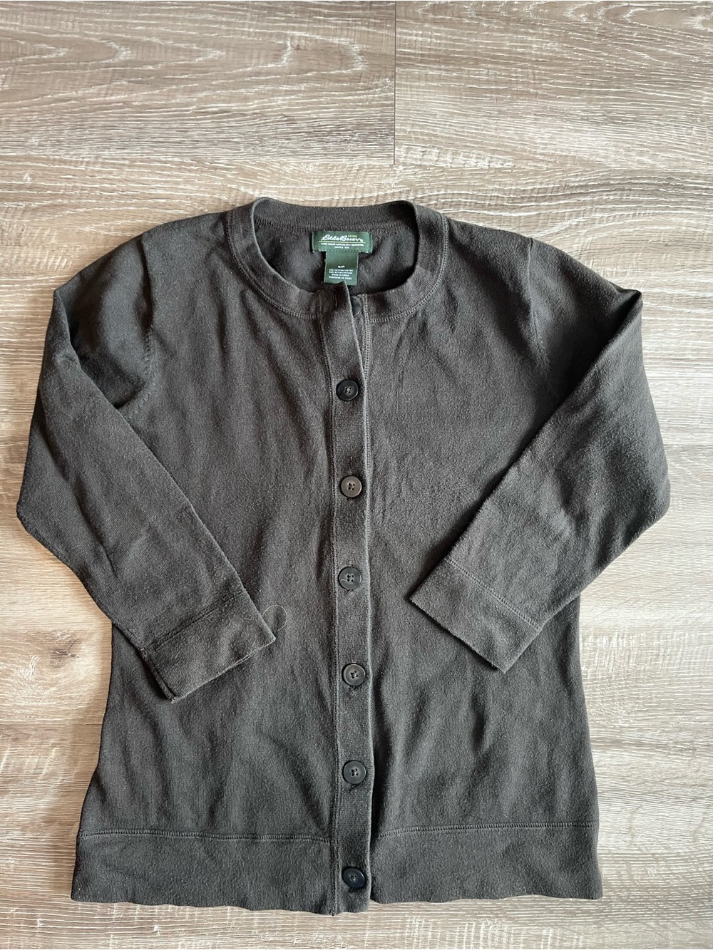 Vintage Eddie Bauer Brown Button Down Cardigan Sweater Womens Small Cotton Nylon